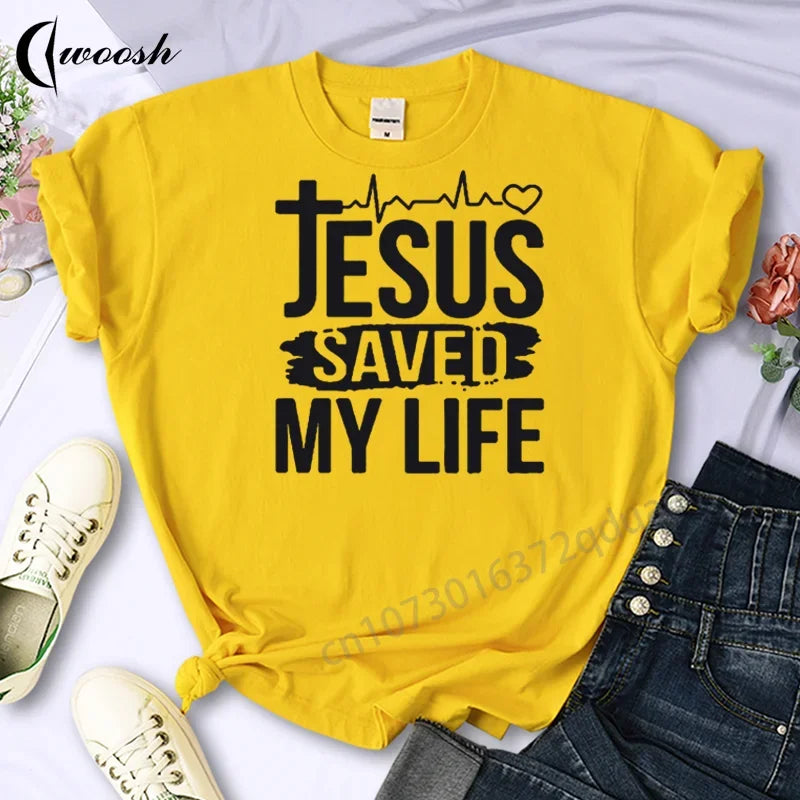 Faith Tshirt Jesus Tees Tops Christian Shirt Women Fashion Tshirt Oversized Unisex Summer T Shirt O-Neck Short Sleeves Clothing