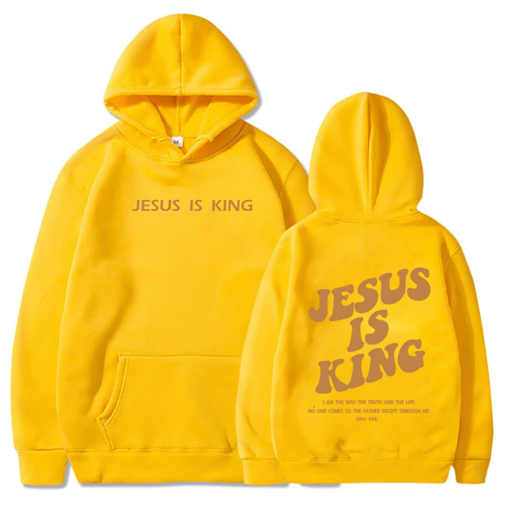 Jesus Is King Hoodie Christian Faith Sweatshirt Jesus Saves Man Woman Harajuku Pullover Tops Streetwear