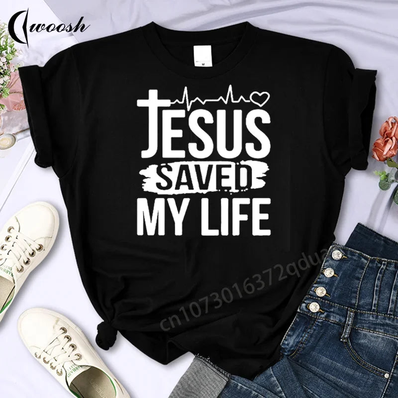Faith Tshirt Jesus Tees Tops Christian Shirt Women Fashion Tshirt Oversized Unisex Summer T Shirt O-Neck Short Sleeves Clothing