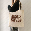 Cood News Jesus Saves Pattern Canvas Shoulder Tote Bag Casual Shopping Tote Christ Religion Christian Faith Shopper Handbag