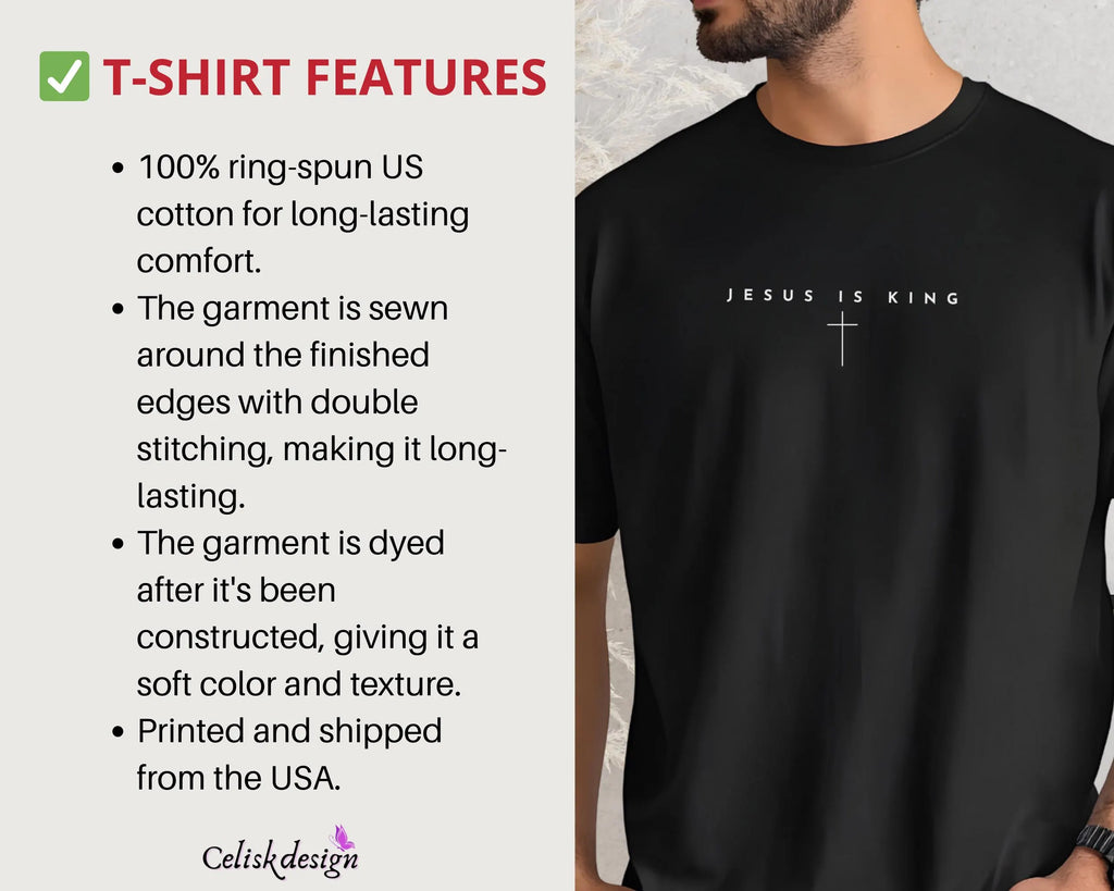 Comfort Colors® Jesus Is King Shirt for Men & Women, Christian Shirt, Religious T-Shirt, Bible Verse Shirt Gift, Birthday Gift for Christian