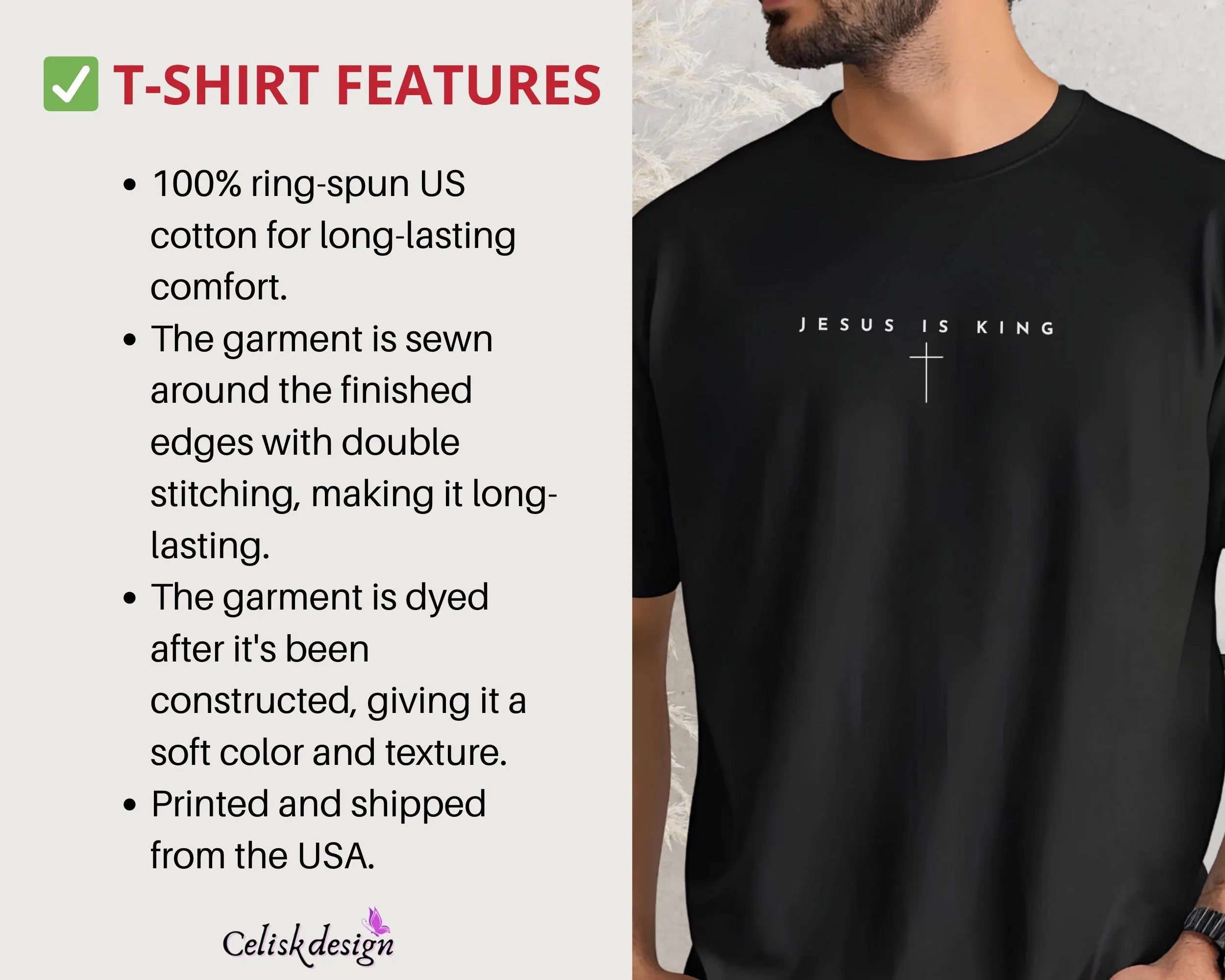 Comfort Colors® Jesus Is King Shirt for Men & Women, Christian Shirt, Religious T-Shirt, Bible Verse Shirt Gift, Birthday Gift for Christian