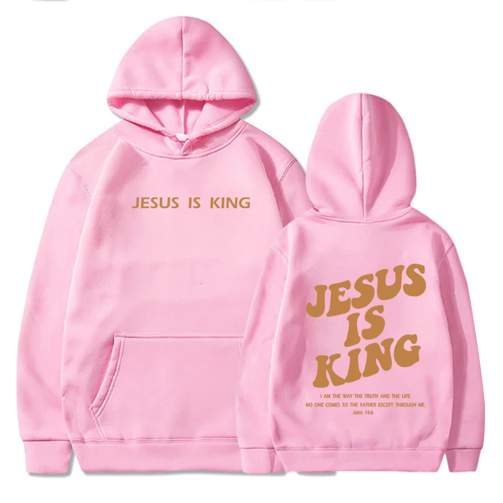 Jesus Is King Hoodie Christian Faith Sweatshirt Jesus Saves Man Woman Harajuku Pullover Tops Streetwear