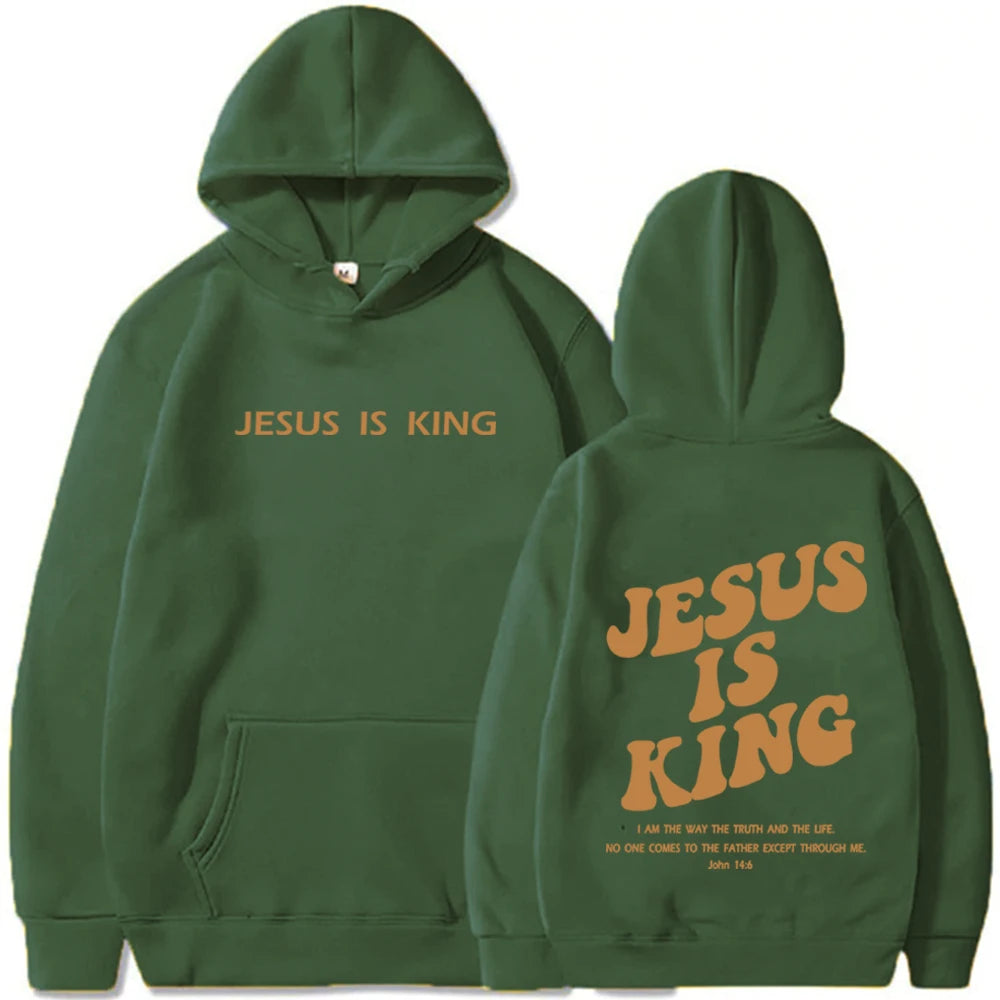 Jesus Is King Hoodie Christian Faith Sweatshirt Jesus Saves Man Woman Harajuku Pullover Tops Streetwear