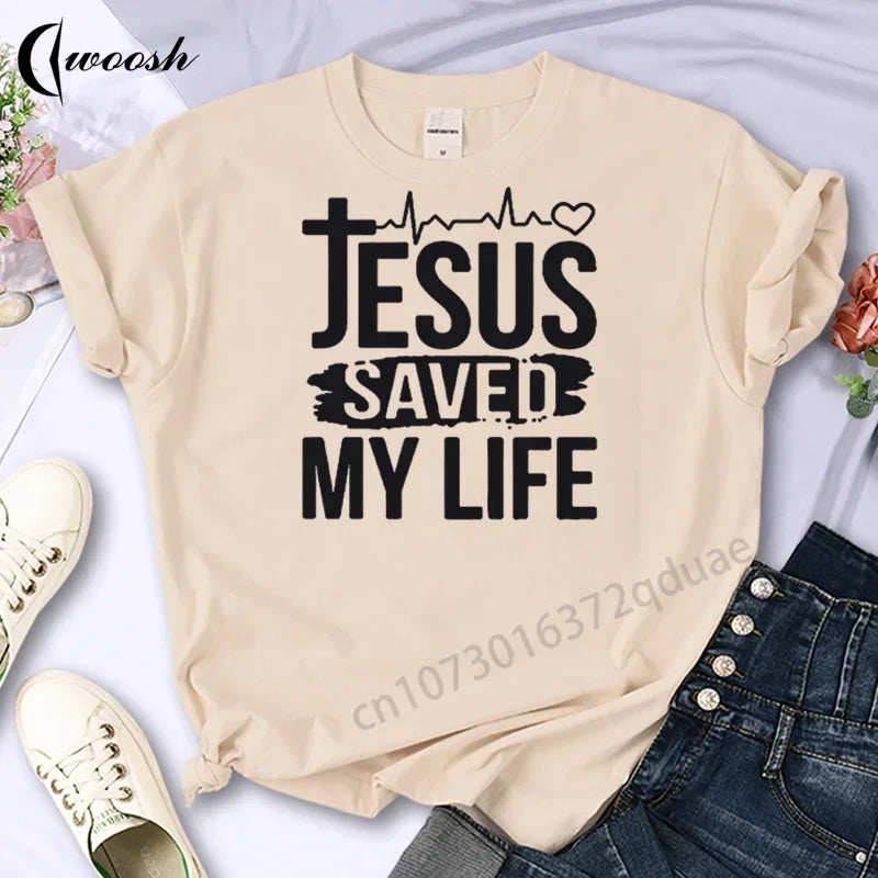 Faith Tshirt Jesus Tees Tops Christian Shirt Women Fashion Tshirt Oversized Unisex Summer T Shirt O-Neck Short Sleeves Clothing