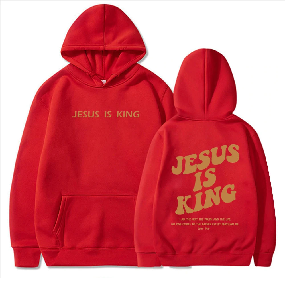 Jesus Is King Hoodie Christian Faith Sweatshirt Jesus Saves Man Woman Harajuku Pullover Tops Streetwear