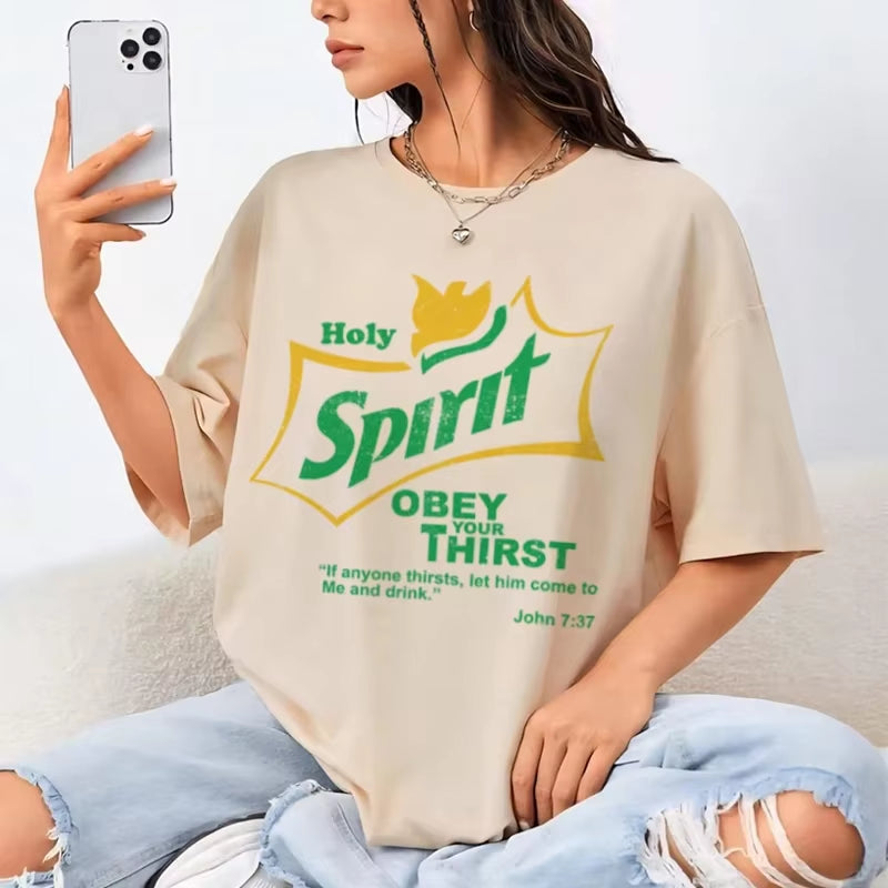 Women Retro Holy Spirit Bible Verse T Shirt Funny Jesus Faith Tshirt Short Sleeve Graphic Tees Unisex Christian Apparel Gift